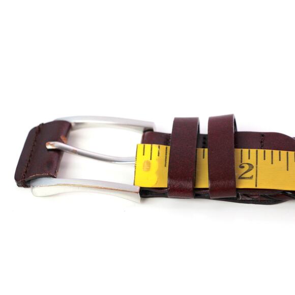 BRAIDED BLACK BROWN REAL LEATHER 1.25"Wd DRESS CASUAL MEN'S BELT Sz 38/115 (R52 - Picture 9 of 12